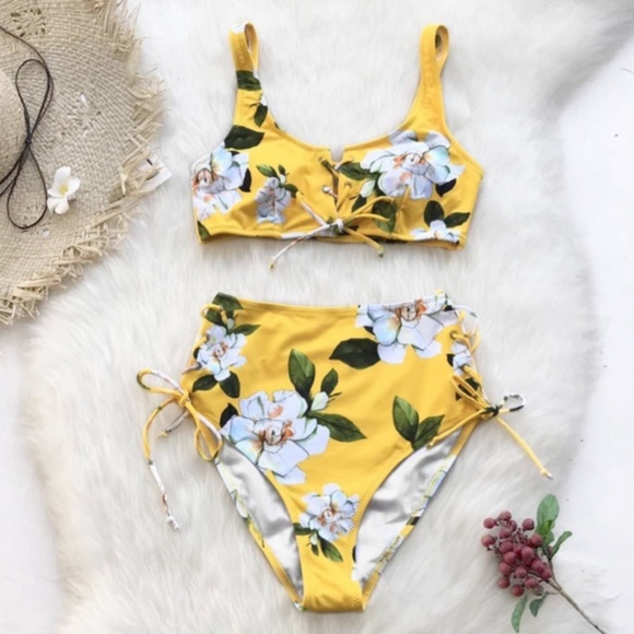 October Love Other - {October Love} Yellow Floral High Waisted Bikini
